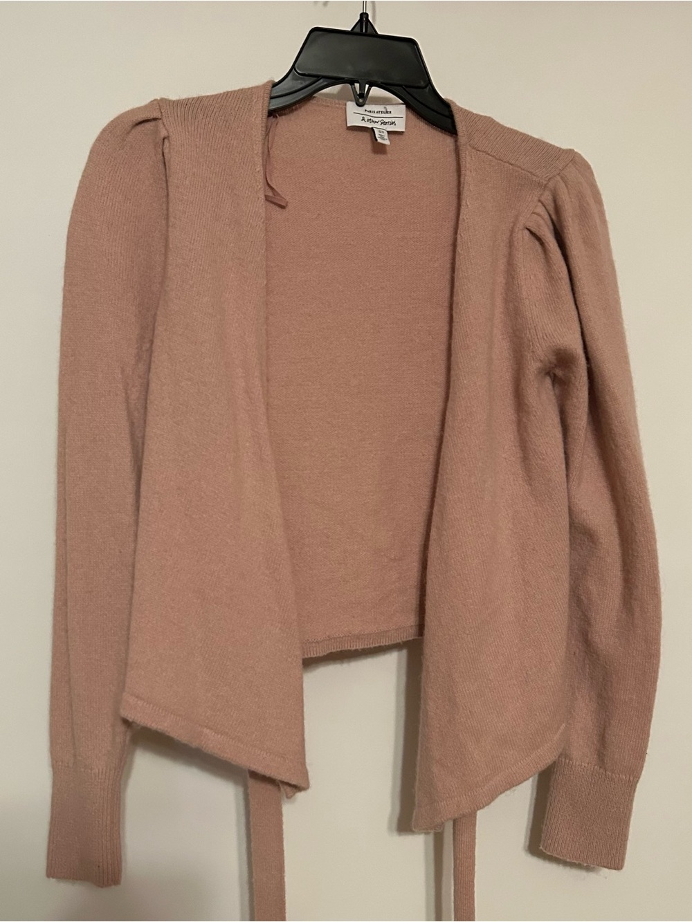 & Other Stories Blush Open-Front Puff-Sleeve Cardigan